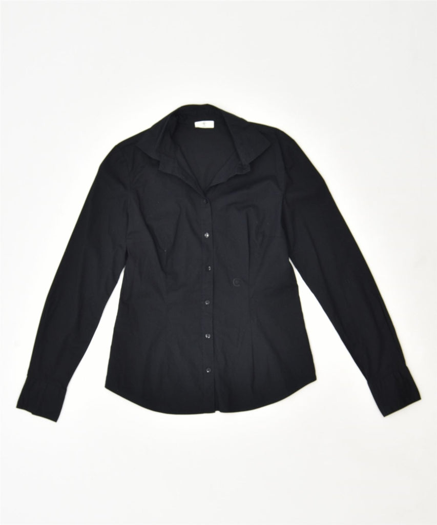 CERRUTI Womens Shirt IT 46 Large Black Cotton | Vintage | Thrift | Second-Hand | Used Clothing | Messina Hembry 