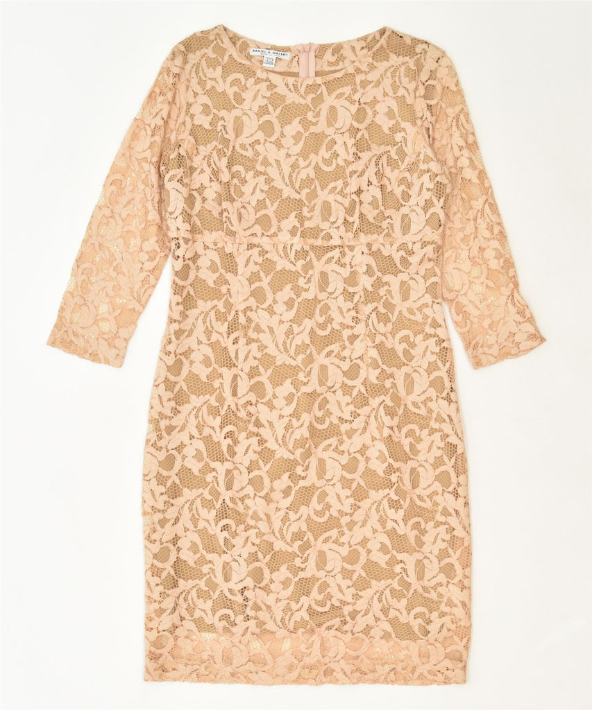 DANIEL & MAYER Womens Lace Sheath Dress IT 44 Medium Beige Viscose Classic | Vintage | Thrift | Second-Hand | Used Clothing | Messina Hembry 