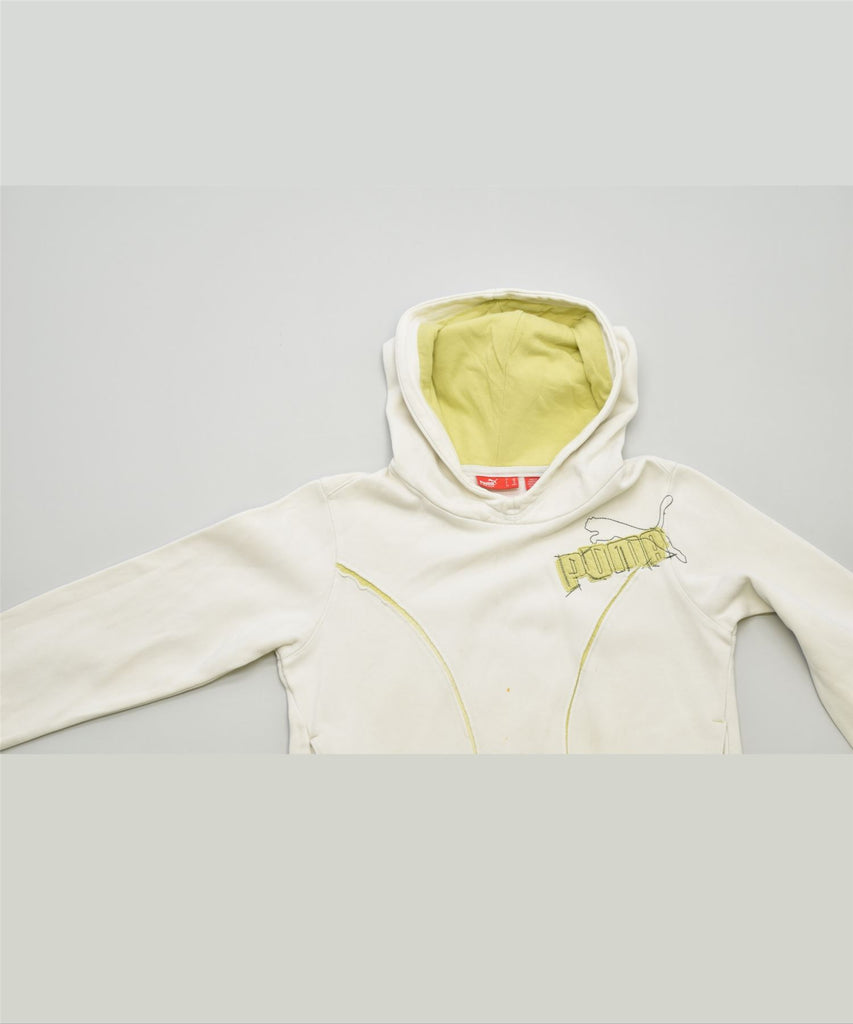 PUMA Girls Hoodie Jumper 9-10 Years White Cotton | Vintage | Thrift | Second-Hand | Used Clothing | Messina Hembry 