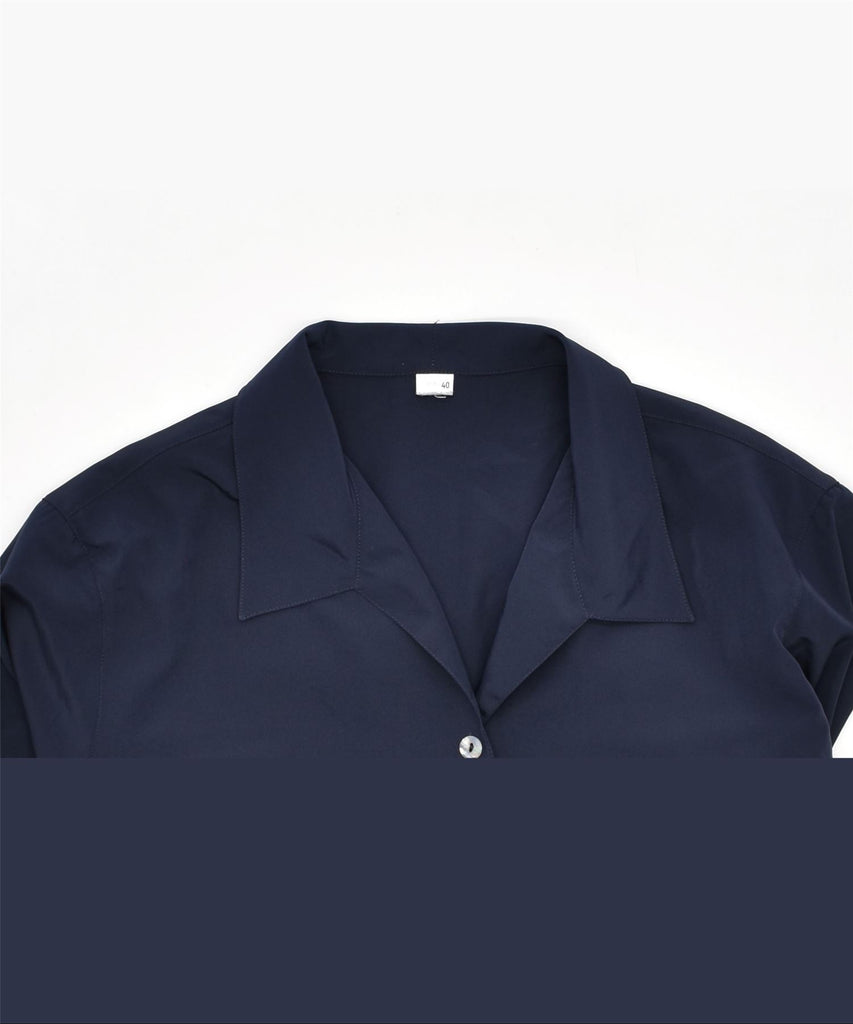 VINTAGE Womens Shirt Blouse EU 40 Medium Navy Blue Polyester | Vintage | Thrift | Second-Hand | Used Clothing | Messina Hembry 