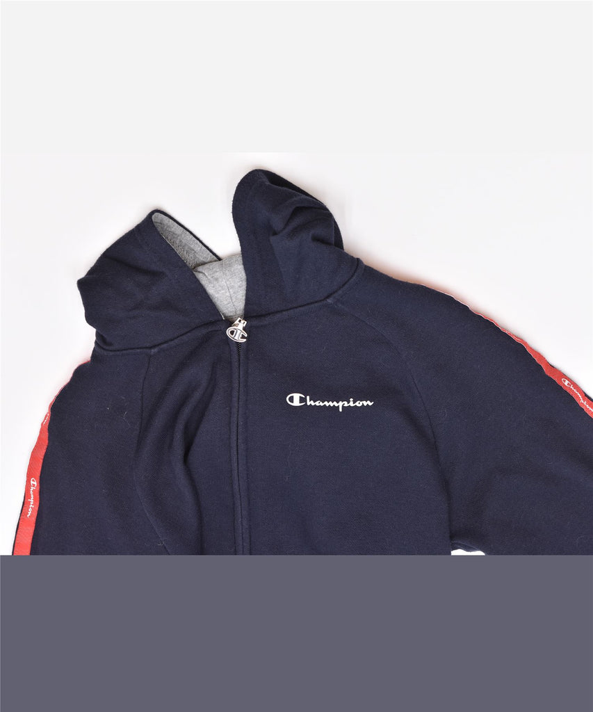 CHAMPION Boys Zip Hoodie Sweater 10-11 Years Navy Blue Cotton | Vintage | Thrift | Second-Hand | Used Clothing | Messina Hembry 