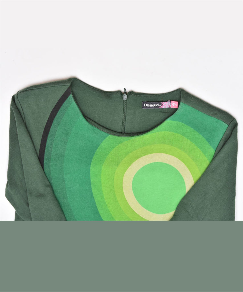 DESIGUAL Girls Basic Dress 13-14 Years Green Geometric | Vintage | Thrift | Second-Hand | Used Clothing | Messina Hembry 
