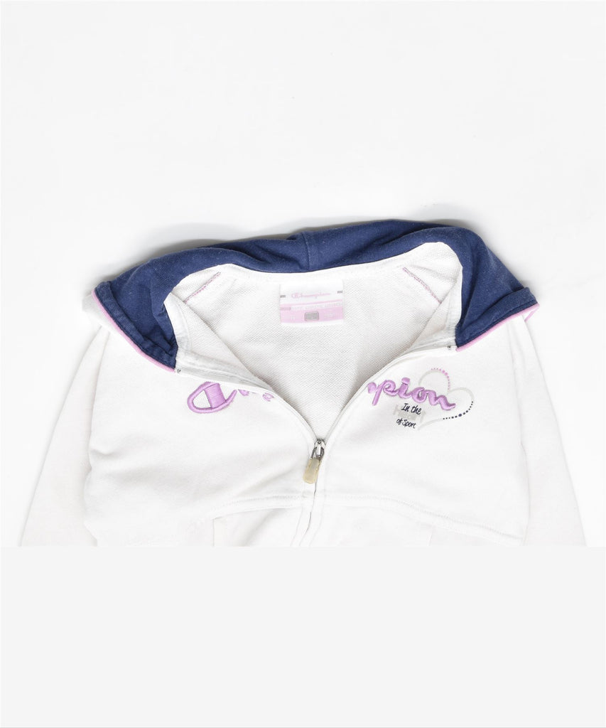 CHAMPION Girls Graphic Zip Hoodie Sweater 18-24 Months Large White Cotton | Vintage | Thrift | Second-Hand | Used Clothing | Messina Hembry 