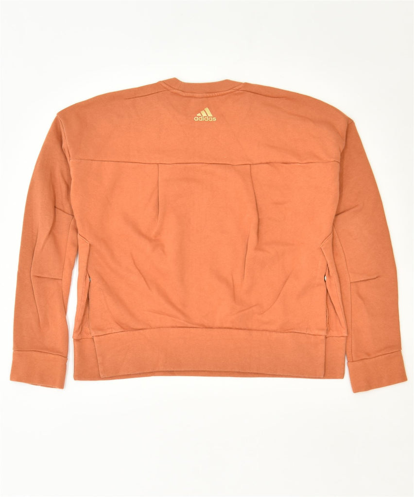 ADIDAS Womens Graphic Sweatshirt Jumper UK 4/6 XS Orange Cotton Sports | Vintage | Thrift | Second-Hand | Used Clothing | Messina Hembry 