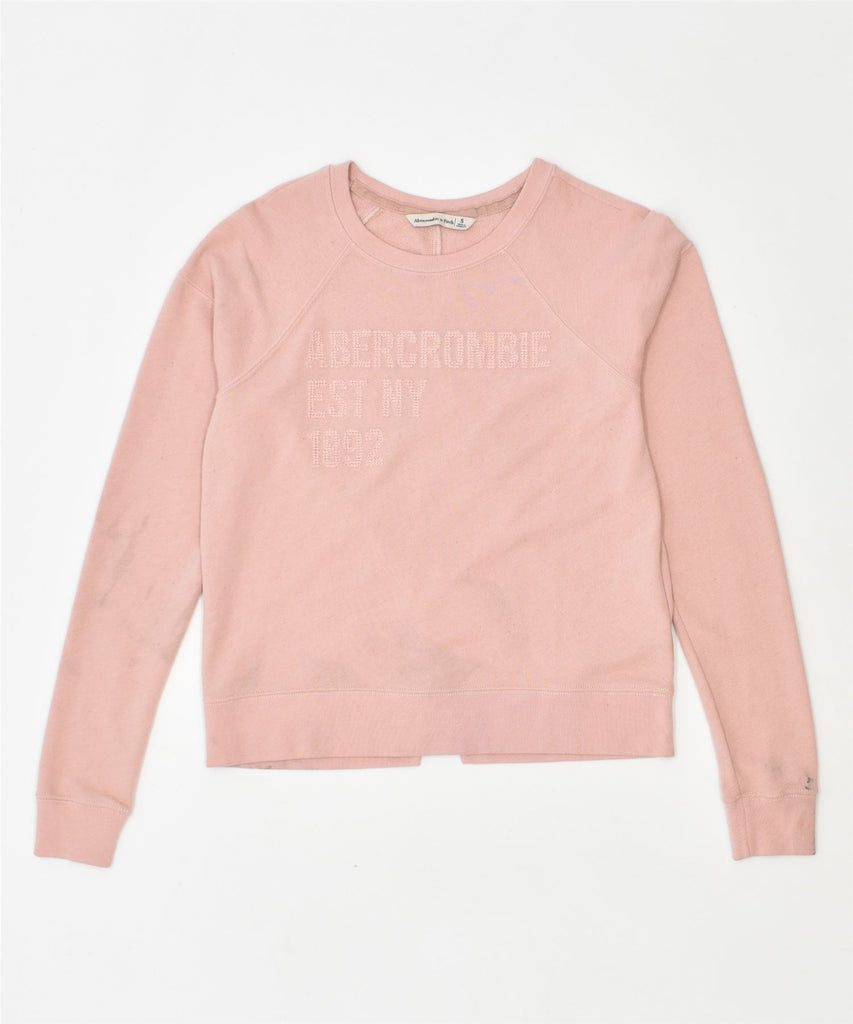 ABERCROMBIE & FITCH Womens Graphic Sweatshirt Jumper UK 8 Small Pink | Vintage | Thrift | Second-Hand | Used Clothing | Messina Hembry 