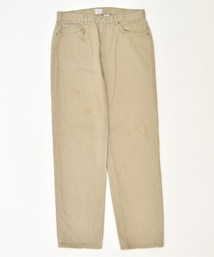 CALVIN KLEIN Womens Slim Casual Trousers W36 L34 Beige Cotton Classic | Vintage | Thrift | Second-Hand | Used Clothing | Messina Hembry 