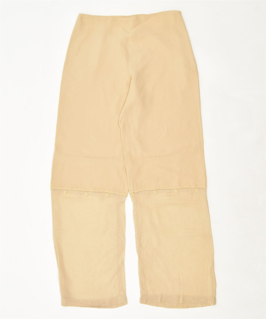 FLORA ROZZI Womens Wide Leg Casual Trousers IT 46 Large Beige Acetate | Vintage | Thrift | Second-Hand | Used Clothing | Messina Hembry 