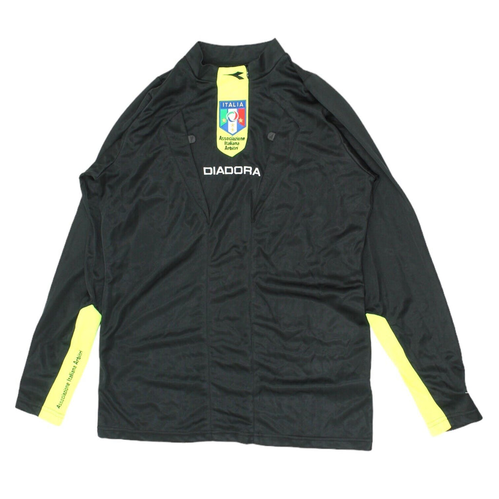 Diadora Mens Black Yellow Long Sleeve Italian Referees Shirt | Retro Football | Vintage Messina Hembry | Thrift | Second-Hand Messina Hembry | Used Clothing | Messina Hembry 