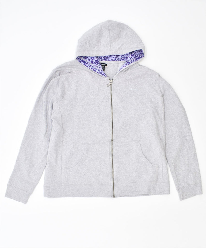 CHAMPION Womens Zip Hoodie Sweater XL Grey Cotton | Vintage | Thrift | Second-Hand | Used Clothing | Messina Hembry 