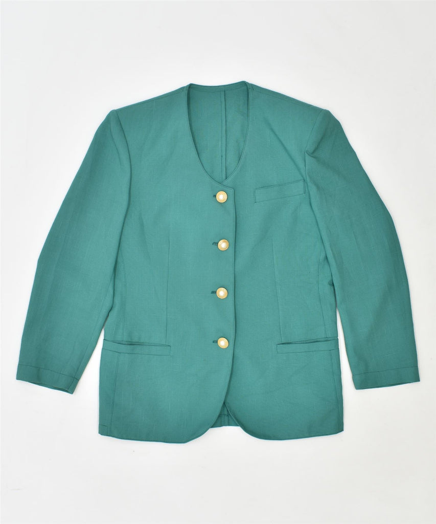 VINTAGE Womens 4 Button Blazer Jacket UK 14 Medium Green | Vintage | Thrift | Second-Hand | Used Clothing | Messina Hembry 