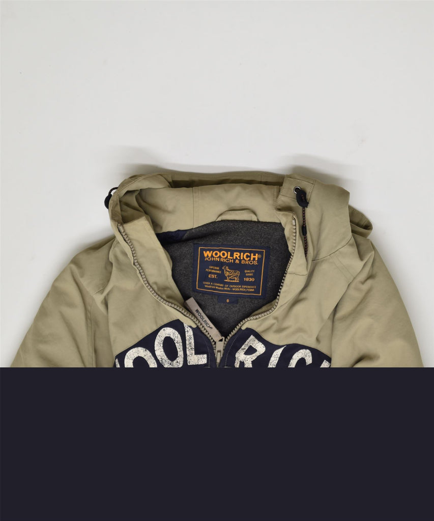 WOOLRICH Mens Hooded Windbreaker Jacket UK 36 Small Khaki Cotton | Vintage | Thrift | Second-Hand | Used Clothing | Messina Hembry 