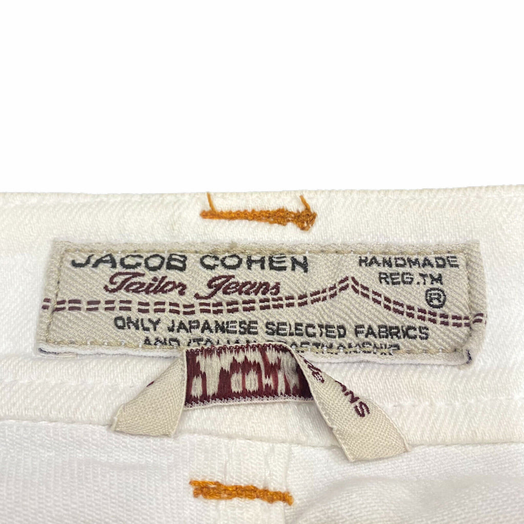 Jacob Cohen Women's Studded Jeans | Vintage Designer White Denim Trousers W37 | Vintage Messina Hembry | Thrift | Second-Hand Messina Hembry | Used Clothing | Messina Hembry 