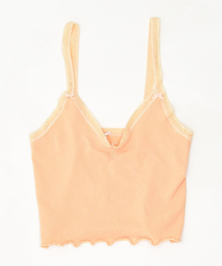 URBAN OUTFITTERS Womens Crop Top UK 12 Medium Orange Cotton Vintage | Vintage | Thrift | Second-Hand | Used Clothing | Messina Hembry 
