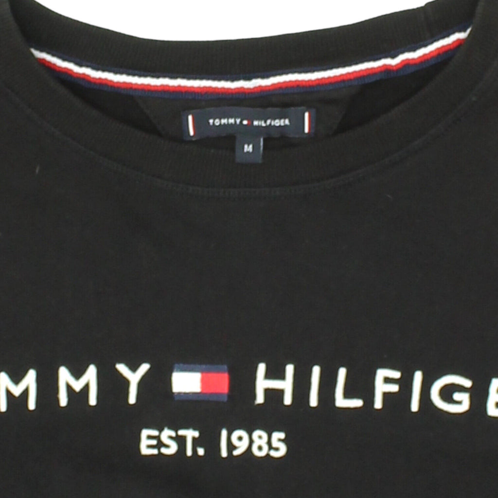 Tommy Hilfiger Mens Black Embroidered Logo Sweatshirt | Vintage Designer VTG | Vintage Messina Hembry | Thrift | Second-Hand Messina Hembry | Used Clothing | Messina Hembry 