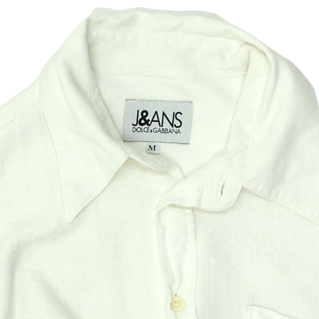 Dolce & Gabbana Jeans Mens White Cotton Viscose Shirt | Vintage Designer VTG | Vintage Messina Hembry | Thrift | Second-Hand Messina Hembry | Used Clothing | Messina Hembry 