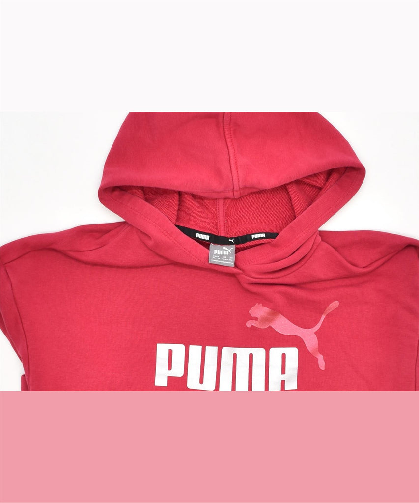 PUMA Girls Graphic Hoodie Jumper 15-16 Years Pink Cotton | Vintage | Thrift | Second-Hand | Used Clothing | Messina Hembry 