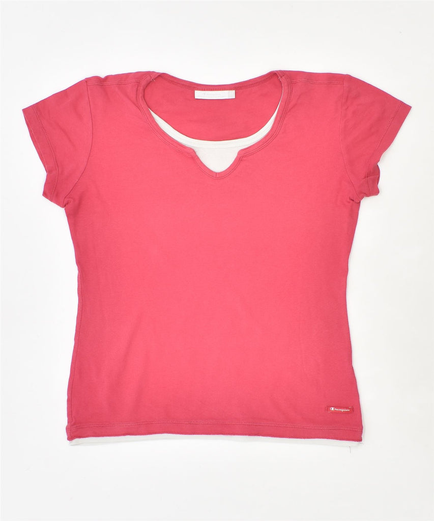 CHAMPION Womens T-Shirt Top UK 14 Medium Pink | Vintage | Thrift | Second-Hand | Used Clothing | Messina Hembry 