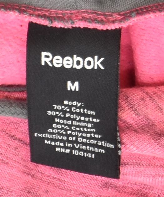 REEBOK Womens Hoodie Jumper UK 14 Medium Pink Cotton Sports | Vintage | Thrift | Second-Hand | Used Clothing | Messina Hembry 