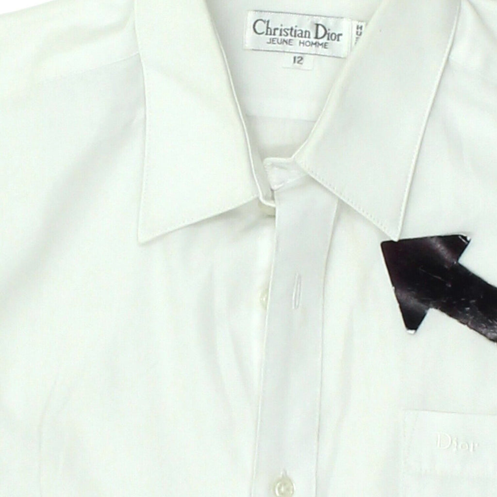 Christian Dior Boys White Button Up Polyester Cotton Shirt | Vintage Formal VTG | Vintage Messina Hembry | Thrift | Second-Hand Messina Hembry | Used Clothing | Messina Hembry 