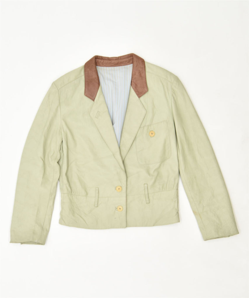 VINTAGE Womens 2 Button Blazer Jacket UK 12 Medium Beige | Vintage | Thrift | Second-Hand | Used Clothing | Messina Hembry 