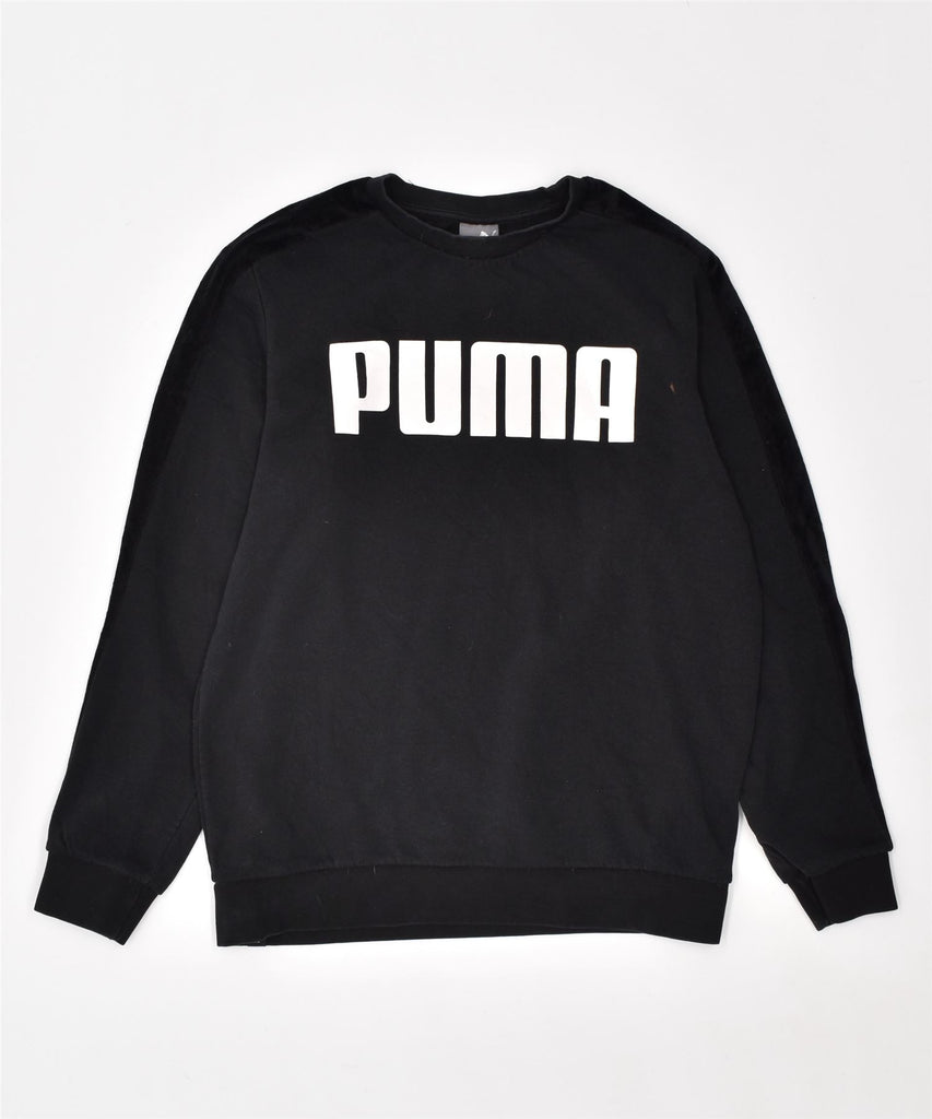 PUMA Mens Graphic Sweatshirt Jumper Small Black Cotton | Vintage | Thrift | Second-Hand | Used Clothing | Messina Hembry 