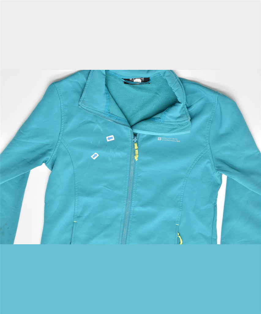 MOUNTAIN WAREHOUSE Womens Rain Jacket UK 12 Medium Turquoise Polyester | Vintage | Thrift | Second-Hand | Used Clothing | Messina Hembry 