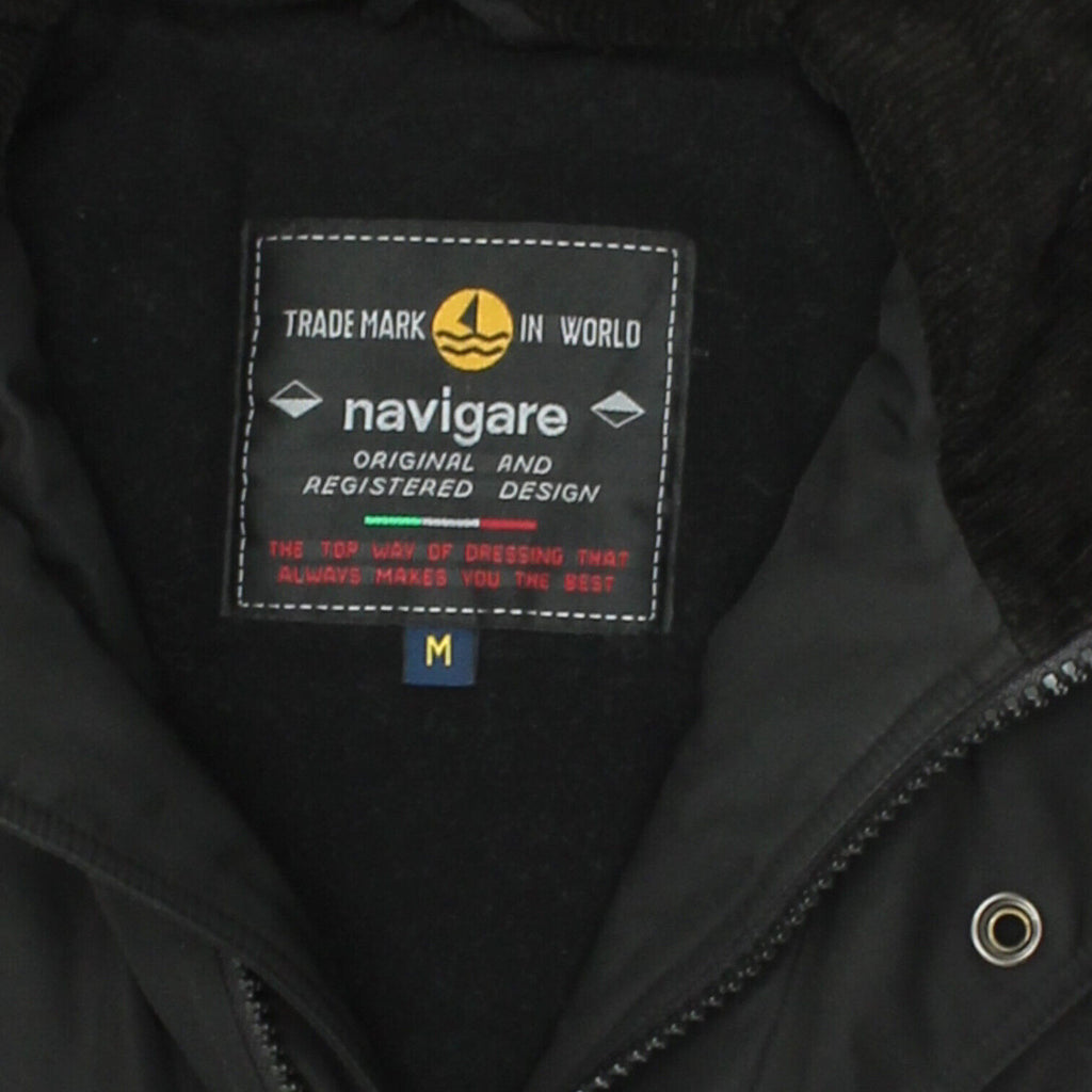 Navigare Mens Black Fleece Lined Coat | Vintage High End Luxury Designer VTG | Vintage Messina Hembry | Thrift | Second-Hand Messina Hembry | Used Clothing | Messina Hembry 