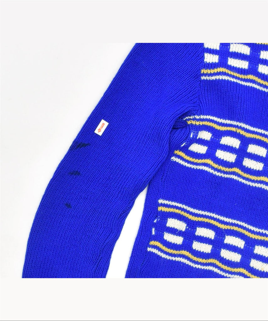 VINTAGE Womens Crew Neck Jumper Sweater UK 12 Medium Blue Geometric | Vintage | Thrift | Second-Hand | Used Clothing | Messina Hembry 