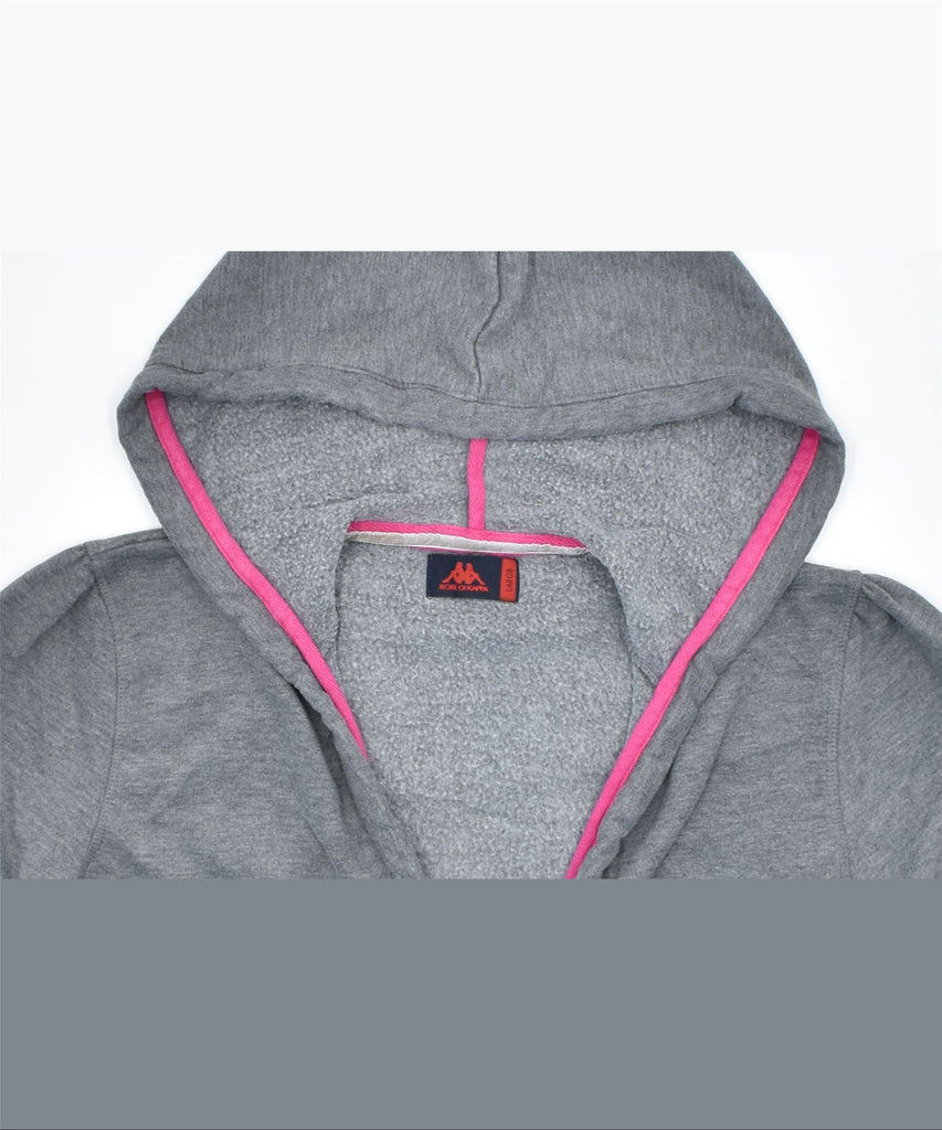 KAPPA Womens Zip Hoodie Sweater UK 14 Large Grey Cotton | Vintage | Thrift | Second-Hand | Used Clothing | Messina Hembry 