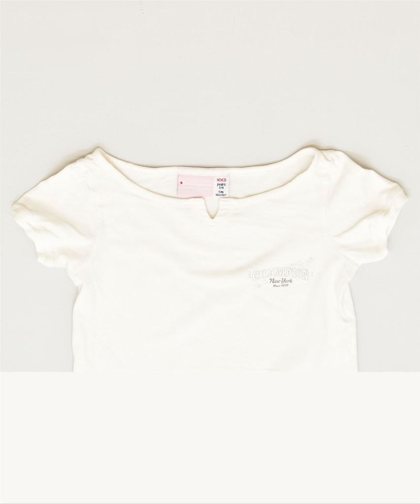 CHAMPION Girls T-Shirt Top 3-4 Years 2XS White Classic | Vintage | Thrift | Second-Hand | Used Clothing | Messina Hembry 