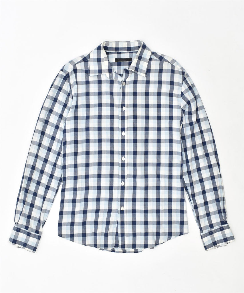 JACK & JONES Mens Shirt Medium Blue Check Cotton | Vintage | Thrift | Second-Hand | Used Clothing | Messina Hembry 