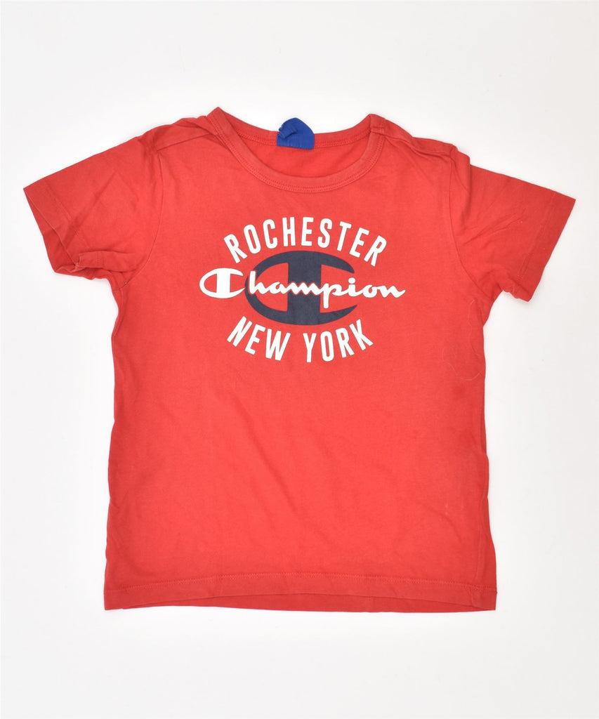 CHAMPION Boys Graphic T-Shirt Top 5-6 Years XS Red Cotton | Vintage | Thrift | Second-Hand | Used Clothing | Messina Hembry 