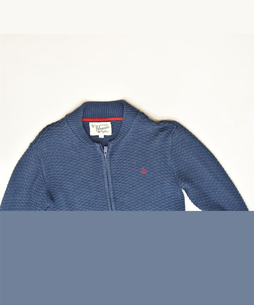 PENGUIN Boys Cardigan Sweater 14-15 Years Blue Acrylic Classic | Vintage | Thrift | Second-Hand | Used Clothing | Messina Hembry 