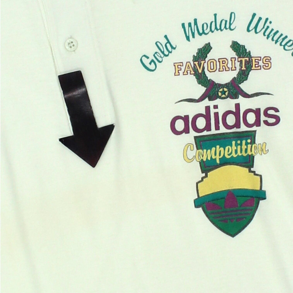 Adidas Gold Medal Winners Mens White Polo Shirt | Vintage 90s Sportswear VTG | Vintage Messina Hembry | Thrift | Second-Hand Messina Hembry | Used Clothing | Messina Hembry 