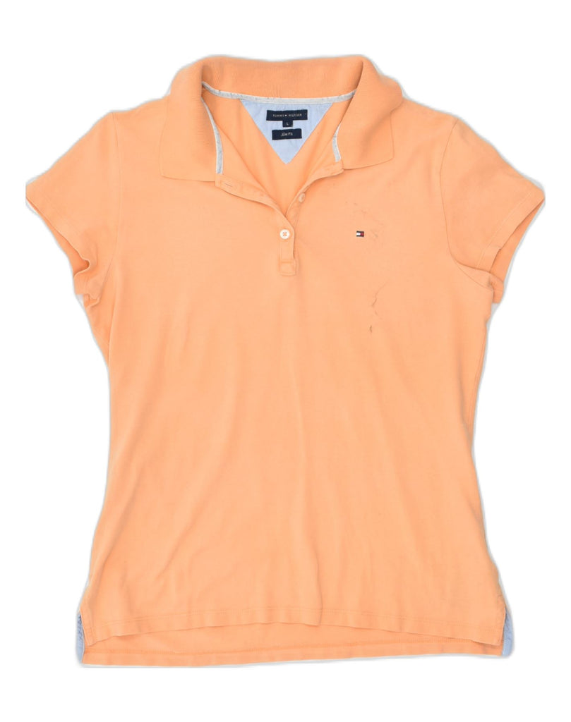 TOMMY HILFIGER Womens Slim Fit Polo Shirt UK 14 Large Orange Cotton | Vintage | Thrift | Second-Hand | Used Clothing | Messina Hembry 