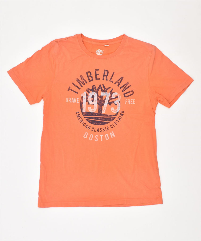 TIMBERLAND Boys Graphic T-Shirt Top 13-14 Years Small Orange Cotton | Vintage | Thrift | Second-Hand | Used Clothing | Messina Hembry 