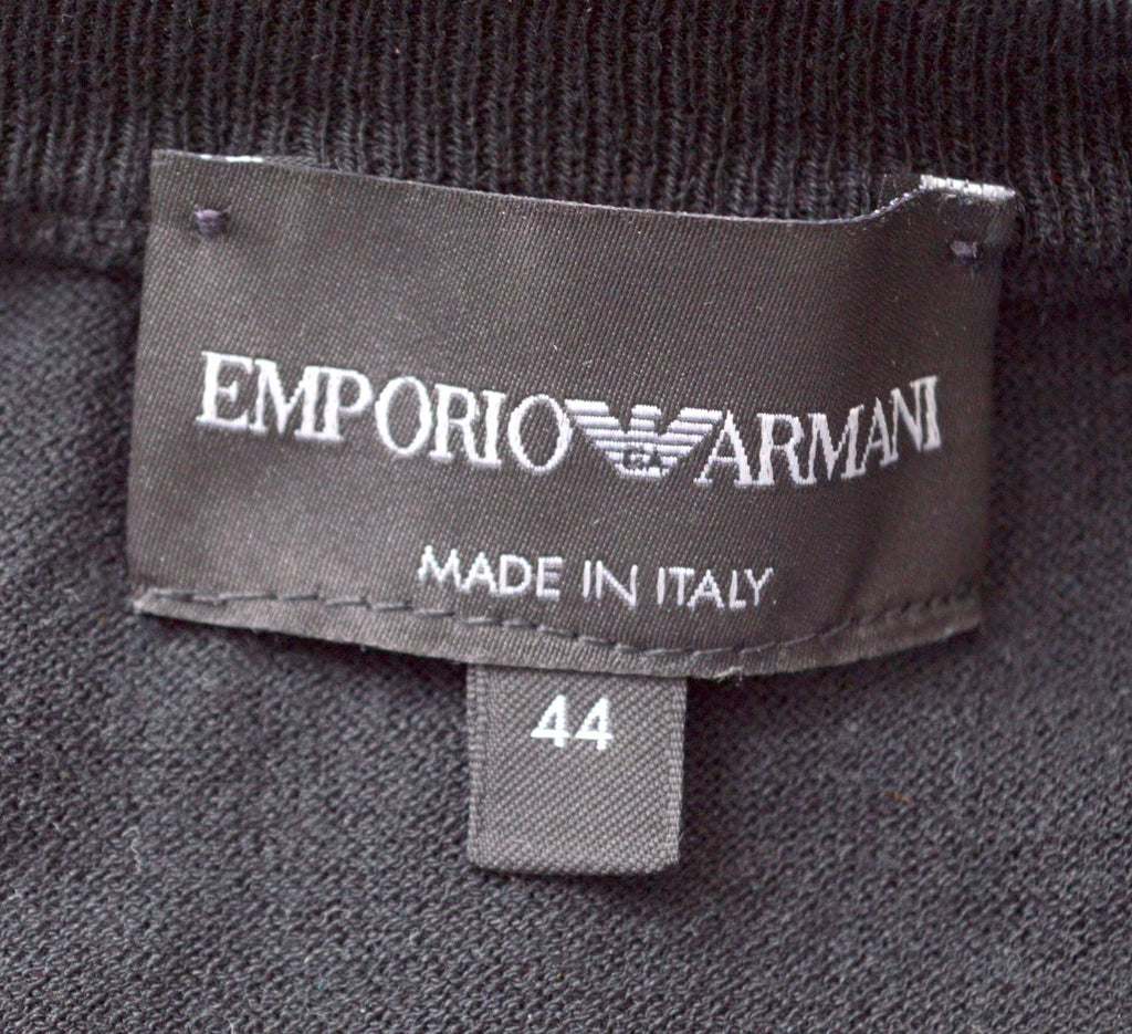ARMANI Womens Crew Neck Jumper Sweater Short Sleeve IT 44 Medium Black - Second Hand & Vintage Designer Clothing - Messina Hembry