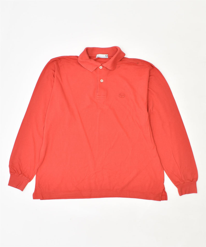 SERGIO TACCHINI Mens Long Sleeve Polo Shirt IT 46 Small Red Cotton | Vintage | Thrift | Second-Hand | Used Clothing | Messina Hembry 