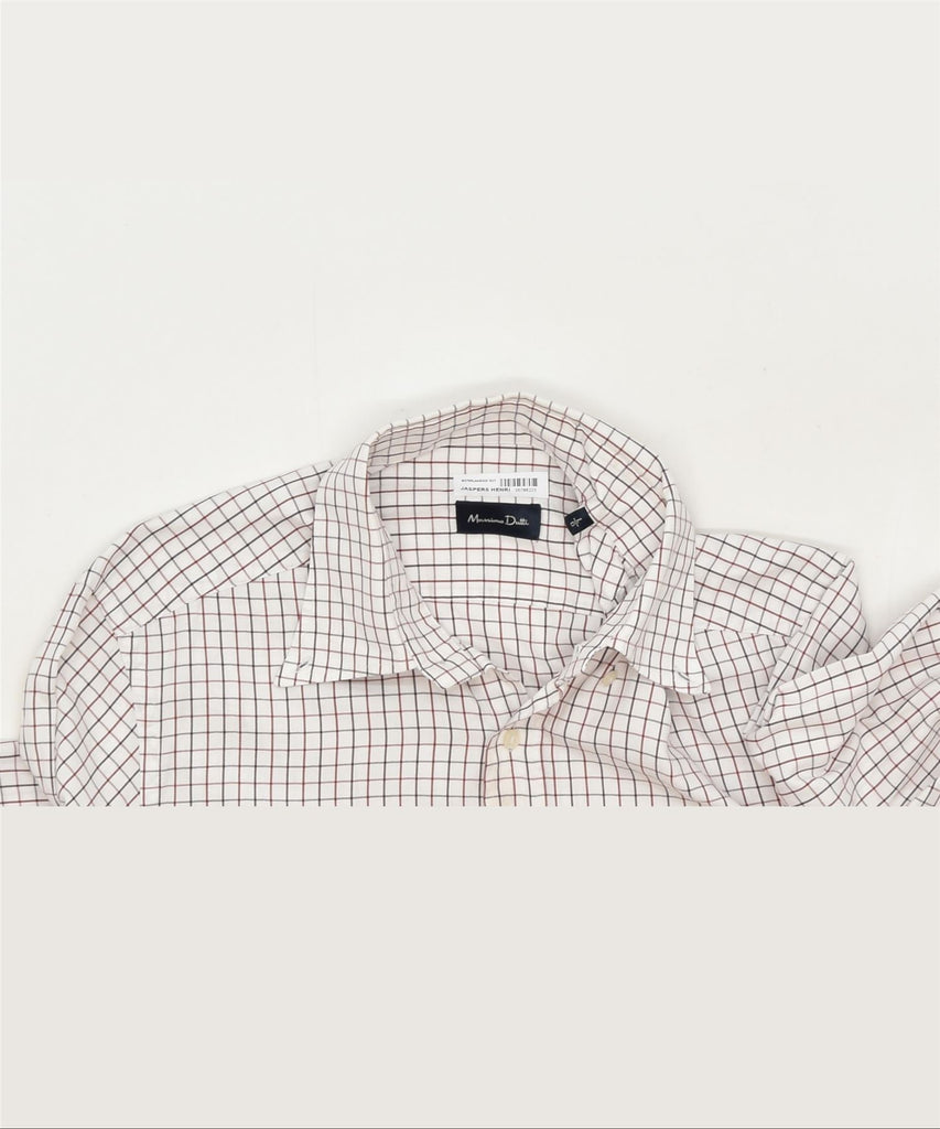 MASSIMO DUTTI Mens Shirt Large White Check Classic | Vintage | Thrift | Second-Hand | Used Clothing | Messina Hembry 