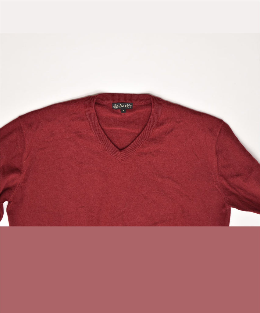 DACK'S Mens V-Neck Jumper Sweater Medium Burgundy Wool Vintage | Vintage | Thrift | Second-Hand | Used Clothing | Messina Hembry 