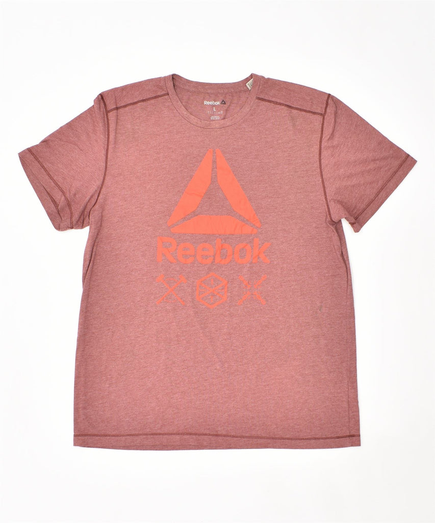 REEBOK Mens Graphic T-Shirt Top Large Red Polyester | Vintage | Thrift | Second-Hand | Used Clothing | Messina Hembry 