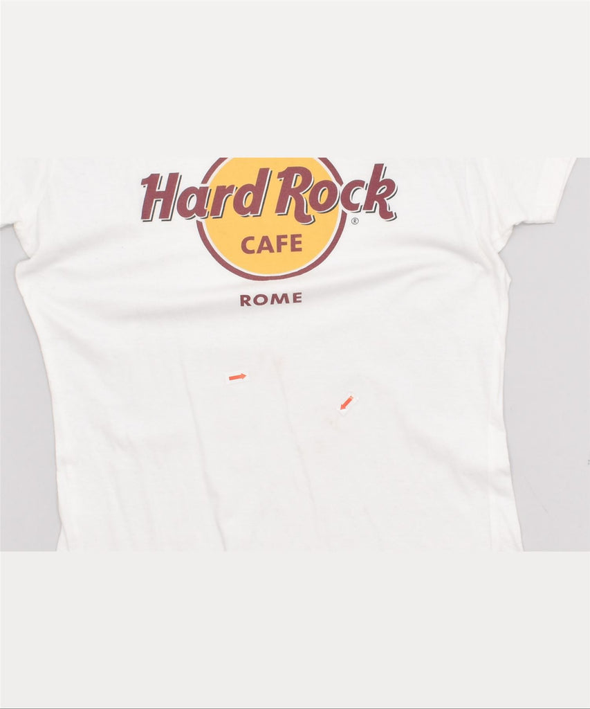 HARD ROCK CAFE Womens Rome Graphic T-Shirt Top UK 10 Small White Cotton | Vintage | Thrift | Second-Hand | Used Clothing | Messina Hembry 