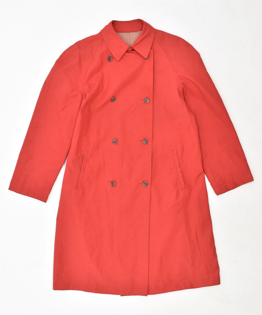 HENRY COTTONS Womens Double Breasted Overcoat IT 46 Large Red Polyester | Vintage | Thrift | Second-Hand | Used Clothing | Messina Hembry 