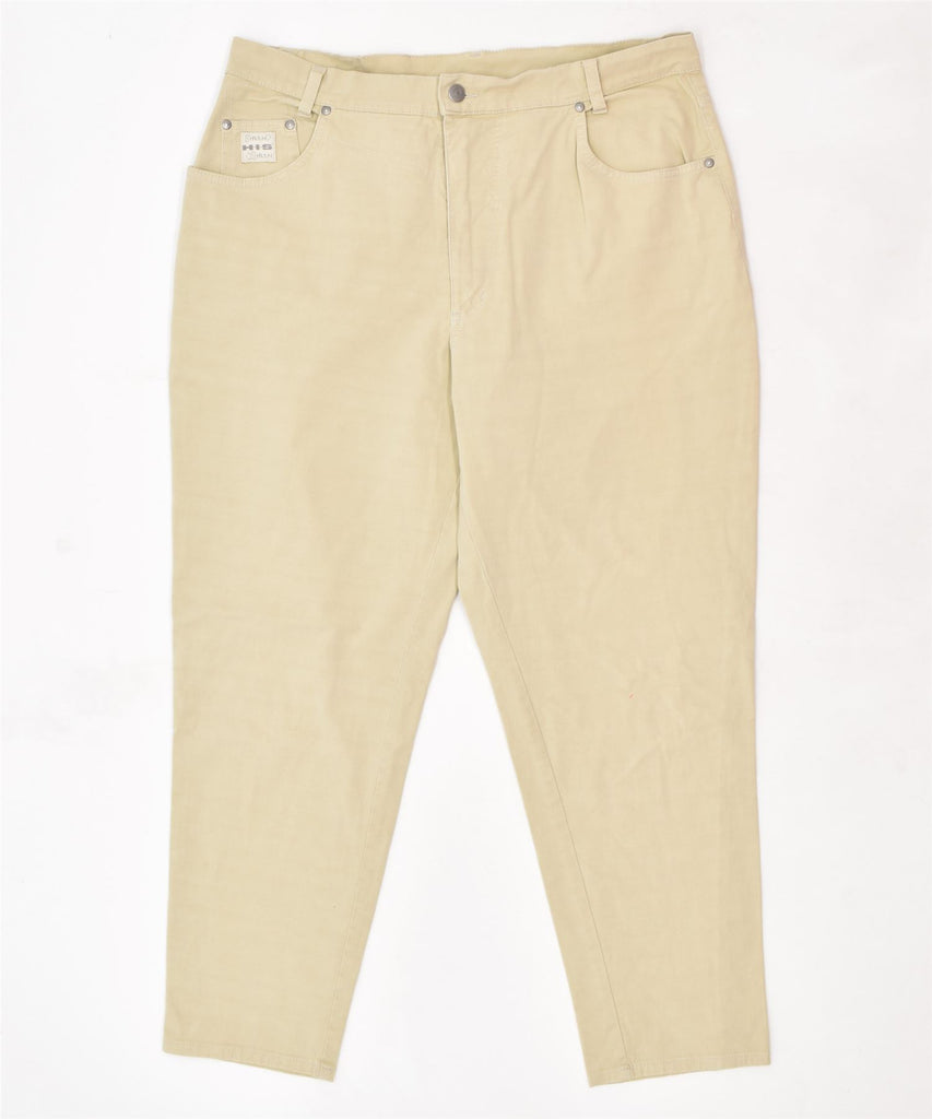 H.I.S Womens Tapered Casual Trousers UK 22 2XL W36 L28 Beige Cotton | Vintage | Thrift | Second-Hand | Used Clothing | Messina Hembry 