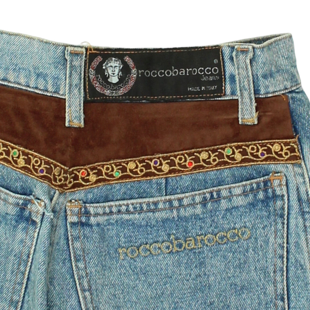 Roccobarocco Womens Short Blue Denim Skirt | Vintage Luxury High End Designer | Vintage Messina Hembry | Thrift | Second-Hand Messina Hembry | Used Clothing | Messina Hembry 