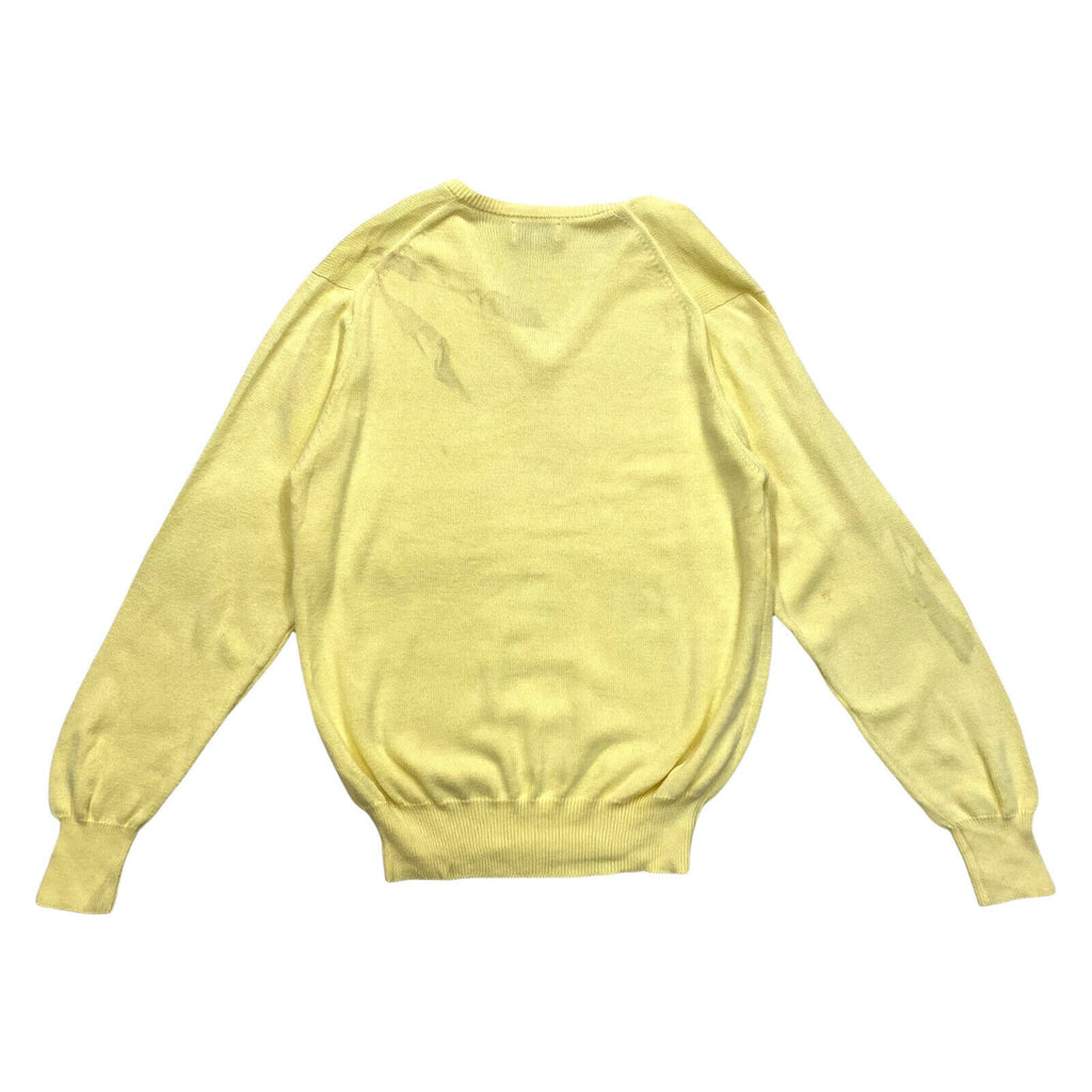 Brooks Brothers Knitted Cotton V Neck Jumper | Vintage Designer Sweater Yellow | Vintage Messina Hembry | Thrift | Second-Hand Messina Hembry | Used Clothing | Messina Hembry 