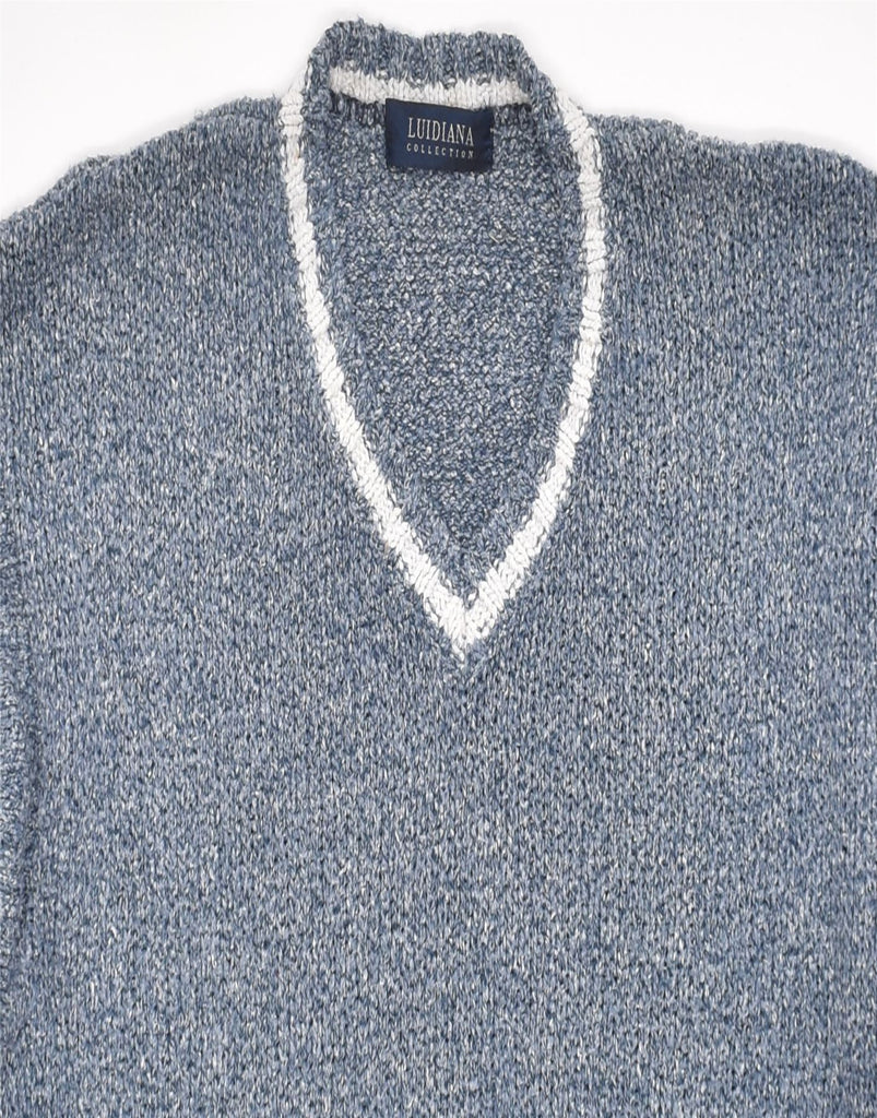 LUIDIANA COLLECTION Mens V-Neck Jumper Sweater XL Blue Cotton | Vintage | Thrift | Second-Hand | Used Clothing | Messina Hembry 