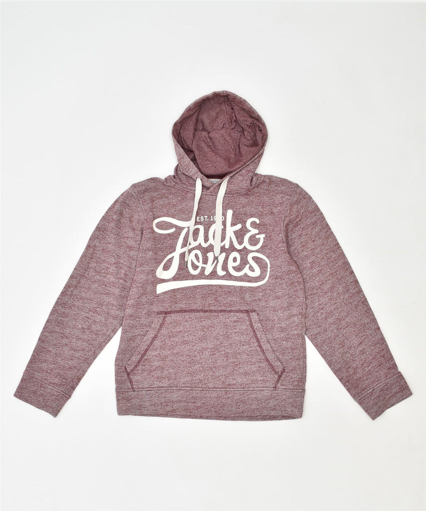 JACK & JONES Mens Graphic Hoodie Jumper XS Burgundy Cotton | Vintage | Thrift | Second-Hand | Used Clothing | Messina Hembry 