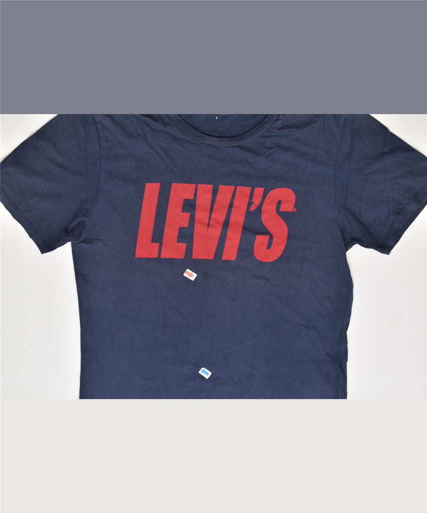 LEVI'S Mens Graphic T-Shirt Top Small Navy Blue Cotton | Vintage | Thrift | Second-Hand | Used Clothing | Messina Hembry 