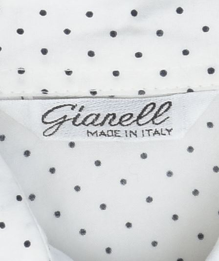 GIANELL Womens Short Sleeve Shirt UK 16 Large White Polka Dot Cotton | Vintage | Thrift | Second-Hand | Used Clothing | Messina Hembry 